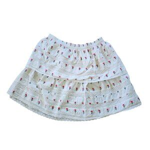 Lulu's Floral Ruffle with Lace Elastic waist Knee Length Dress size M